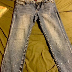 Size 18W jeans paint splatter design